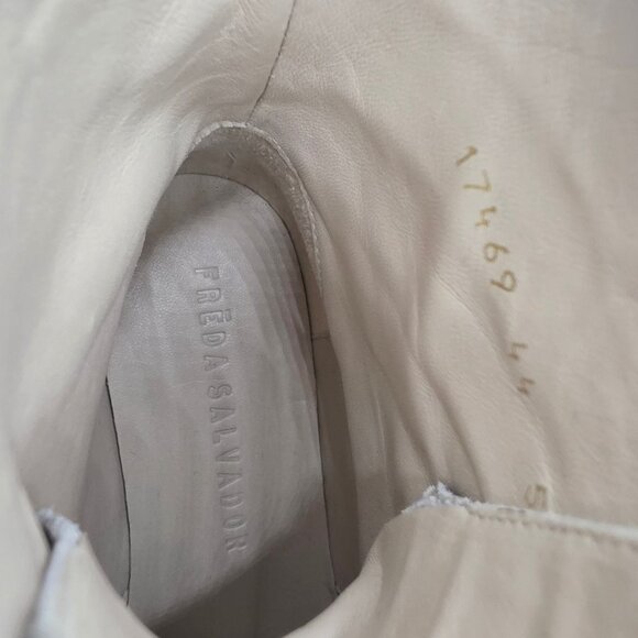 NEW Freda Salvador Emi Combat Boots Womens 5M Creme Leather Croc Embossed Shoes - Picture 16 of 16